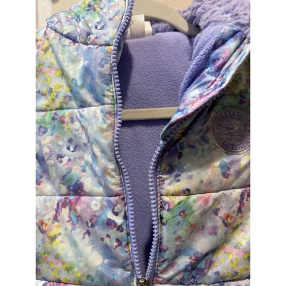 ZerOxPOSUr Toddler, Girls Purple Flower, Print Watermark, Winter Zip Coat W Hood - Picture 4 of 10